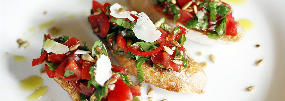 Bruschetta with hempseed oil