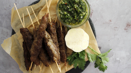 Chimichurri sauce with beef skewers recipe
