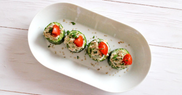 Cucumbers filled with tuna fish- mayonnaise cream